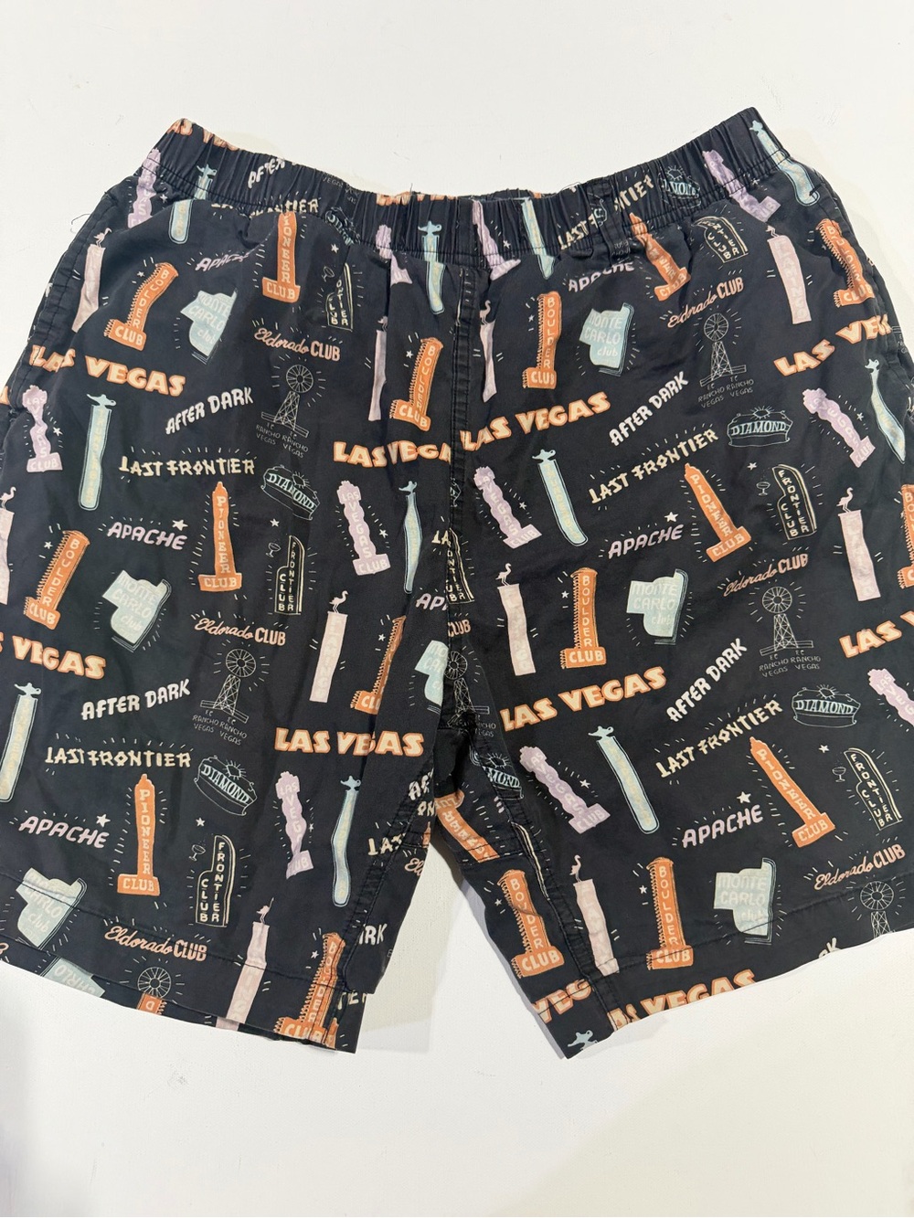 Diamond Supply Co. Men's Black Swim Trunks with Vegas Orange & Pastel Accents